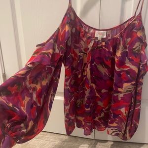 Parker sheer shoulder peek top. Size s